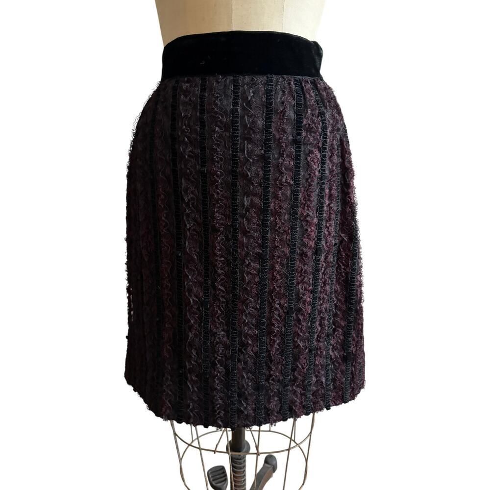 Vintage Lady Manhattan Velvet Lace Skirt Women's‎ Size Small Blk Burgundy GUC